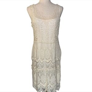 Spense Cream Crochet Floral Tank Dress | Size 12